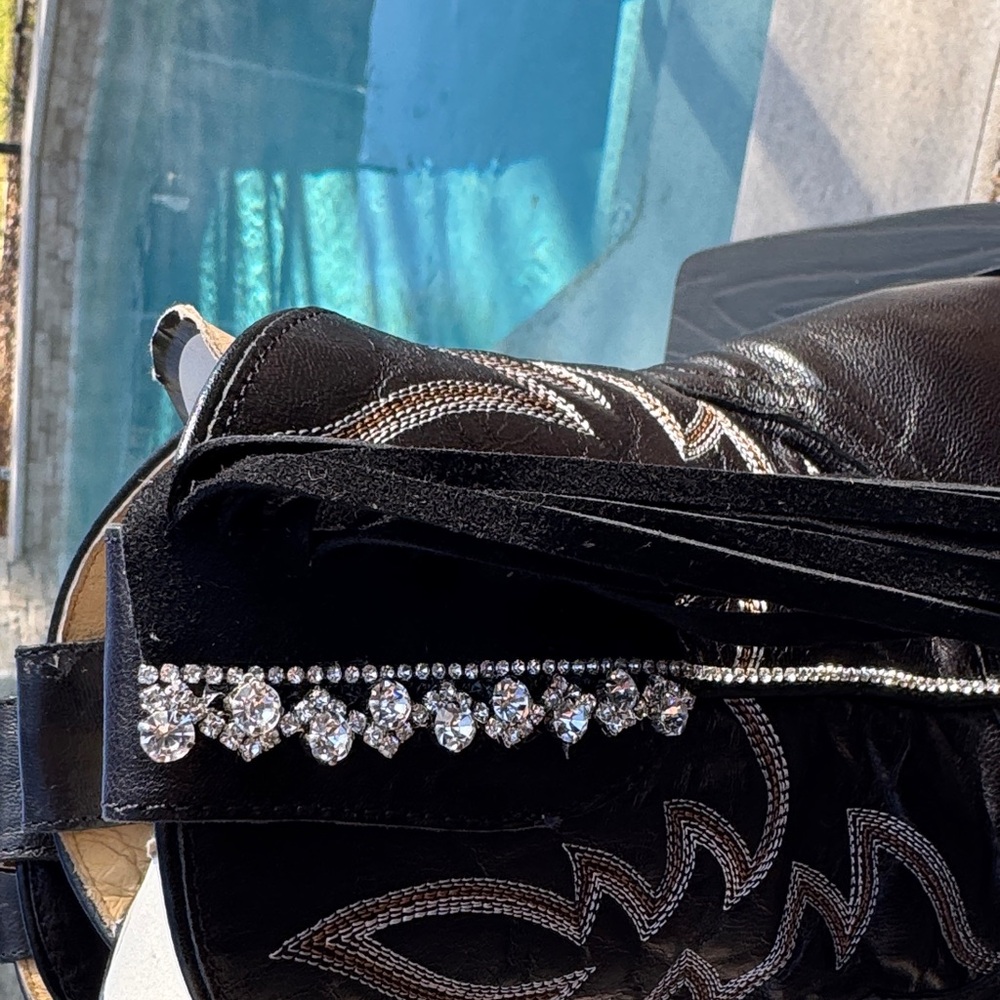 Idyllwind Custom Black Fringe w/Rhinestones, Heeled Short Boots - Picture 3 of 11